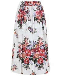 Dolce & Gabbana - Dolce & Gabbana Dolce&Gabbana Floral Poplin Midi Skirt - Lyst