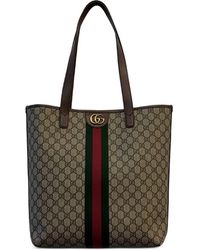 Gucci - Patterned Canvas Striped Tote Bag - Lyst