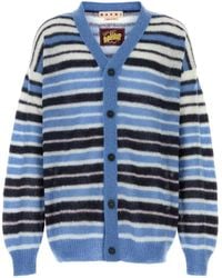 Marni - Logo-Embroidered Striped Mohair-Blend Cardigan - Lyst