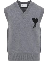 Ami Paris - Merino Wool Ami De Cœur Vest - Lyst