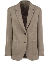 Brunello Cucinelli - Sparkling English Rib Cotton And Viscose Knitted Jacket With Monili - Lyst