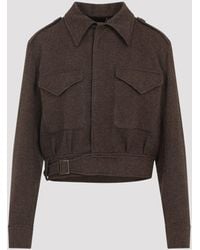 Ralph Lauren - Dark Wool Maddison Bomber Jacket - Lyst