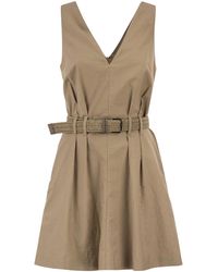 Brunello Cucinelli - Sleeveless Dress With Braided Belt - Lyst