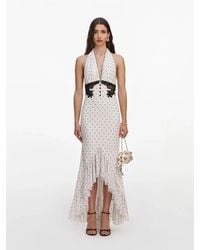 Self-Portrait - Polka Dot Halter Neck Midi Dress - Lyst