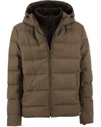 Fay - Virgin Wool Houndstooth Down Jacket With Hood - Lyst