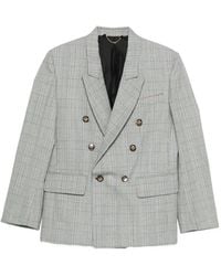 Victoria Beckham - Check Wool Double-Breasted Tailored Jacket - Lyst