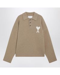Ami Paris - Ami De Coeur Alpaca-Blend Polo Sweater - Lyst
