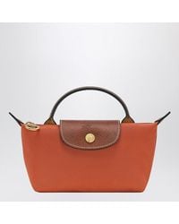 クラッチバッグ Longchamp Le Pliage Original Brick-Coloured Clutch Bag Le Pliage Original Pouch with handle Brick - Recycled canvas