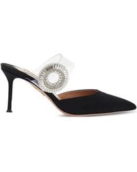 Aquazzura - 75Mm Crystal Hoop Pointed Toe Mules - Lyst