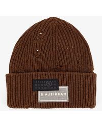 MM6 by Maison Martin Margiela - Wool Blend Beanie Hat With Distressed Effect - Lyst