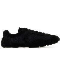 Prada - Suede And Mesh Montecarlo Sneakers - Lyst