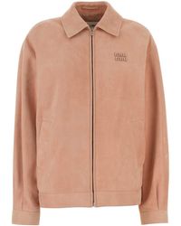 Miu Miu - Waxed Suede Blouson Jacket - Lyst