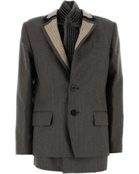 Sacai - Embroidered Wool Blazer With Cupro Lining - Lyst