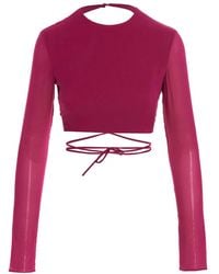 ANDAMANE - Cropped Georgette Top - Lyst