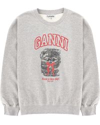 Ganni - Sweatshirt With Print Organic Cotton Sweatshirts - Lyst