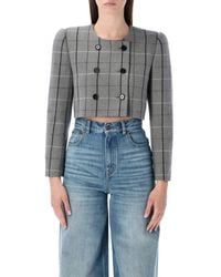 Chloé - Cropped Checked Jacket - Lyst