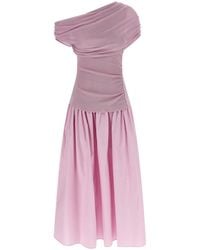 Self-Portrait - Cotton Draped Knit Midi' Dress - Lyst
