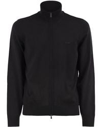 BOSS - Pure Virgin Wool Zip-Up Cardigan - Lyst