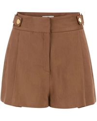 Elisabetta Franchi - Tailored High-Waisted Shorts With-Tone Logo Buttons - Lyst