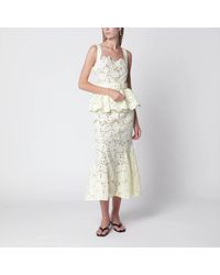 Self-Portrait - Peplum Midi Lace Dress - Lyst