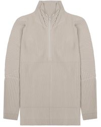 Homme Plissé Issey Miyake - Homme Plisse Issey Miyake Felpa Plissettata Con Zip - Lyst
