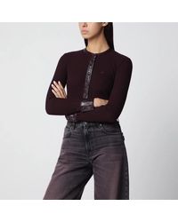 Courreges - Courrèges Ribbed Knit Cardigan With Vinyl Trim - Lyst
