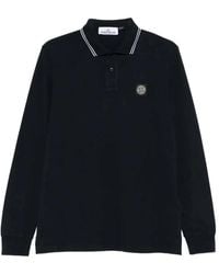 Stone Island - Logo-Patch Long-Sleeve Polo Shirt - Lyst
