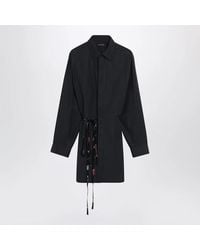 Balenciaga - Short Dress With Floral Waist Belt - Lyst