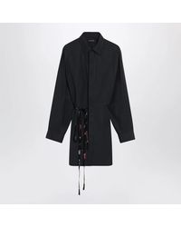 Balenciaga - Short Dress With Floral Waist Belt - Lyst