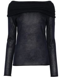 Roberto Collina - Off-The-Shoulder Silk Blend Semi-Sheer Sweater - Lyst