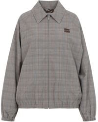 Miu Miu - Tabacco Check Blouson - Lyst