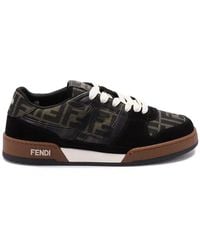 Fendi - Match Ff Jacquard Fabric And Suede Sneakers - Lyst