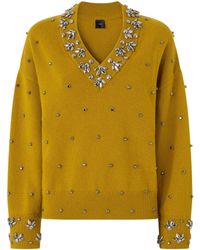 Pinko - Crystal-Embellished V-Neck Sweater - Lyst