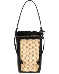 Alaïa - Mini Two-Tone Wicker And Leather Small Bucket Handbag - Lyst
