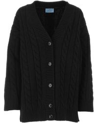 Prada - Wool Blend Oversize Cardigan - Lyst