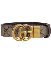 Gucci - Leather And Gg Supreme Fabric Reversible Belt - Lyst