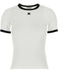 Courreges - Courrèges Contrast Cotton T-Shirt - Lyst