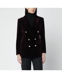 VI TO VI - Bordeaux Velvet Doublebreasted Jacket - Lyst