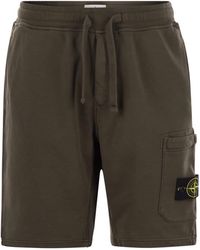 Stone Island - Cargo Bermuda Shorts With Pockets And Drawstring Waistband - Lyst