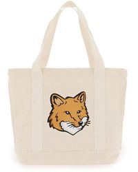 Maison Kitsuné - Maison Kitsuné Fox Head Canvas Tote Bag - Lyst