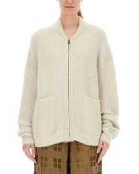 Uma Wang - Ribbed Knit Cardigan With Plush Texture And Zipper Closure - Lyst
