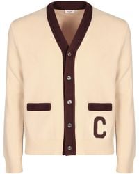 Celine - Logo Detail Cotton Cardigan - Lyst