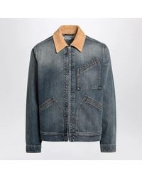 McQueen - Denim Jacket With Suede Collar - Lyst