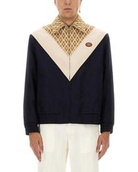 Valentino - Wool Bomber Jacket With Print Toute La V - Lyst
