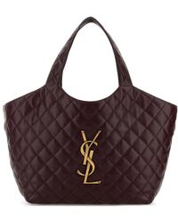 Saint Laurent - Burgundy Nappa Leather Medium Icare Shopping Bag - Lyst