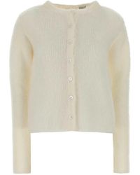 Loewe - Ivory Stretch Mohair Blend Cardigan - Lyst