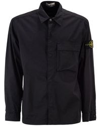 Stone Island - Comfort Fit Overshirt With Press Studs - Lyst