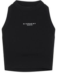 Givenchy - Cotton Cropped Tank Top With Paris Print - Lyst