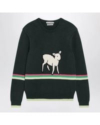 JW Anderson - Jw Anderson Dark Cotton Sweater With Sheep Embroidery - Lyst
