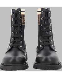 Fendi - Girls Leather Boots With Sweater-Style Detail - Lyst